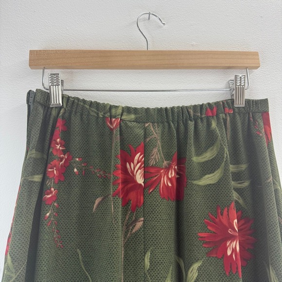 Kathie Lee Collection Size 12 Floral Maxi Skirt Elastic‎ Waist Green Red Vintage - Picture 7 of 8